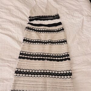 Black & White Crochet Knit 2 Piece Set | Boho Festival Beach Outfit